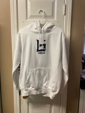 White Basketball Hoodie with Center Logo